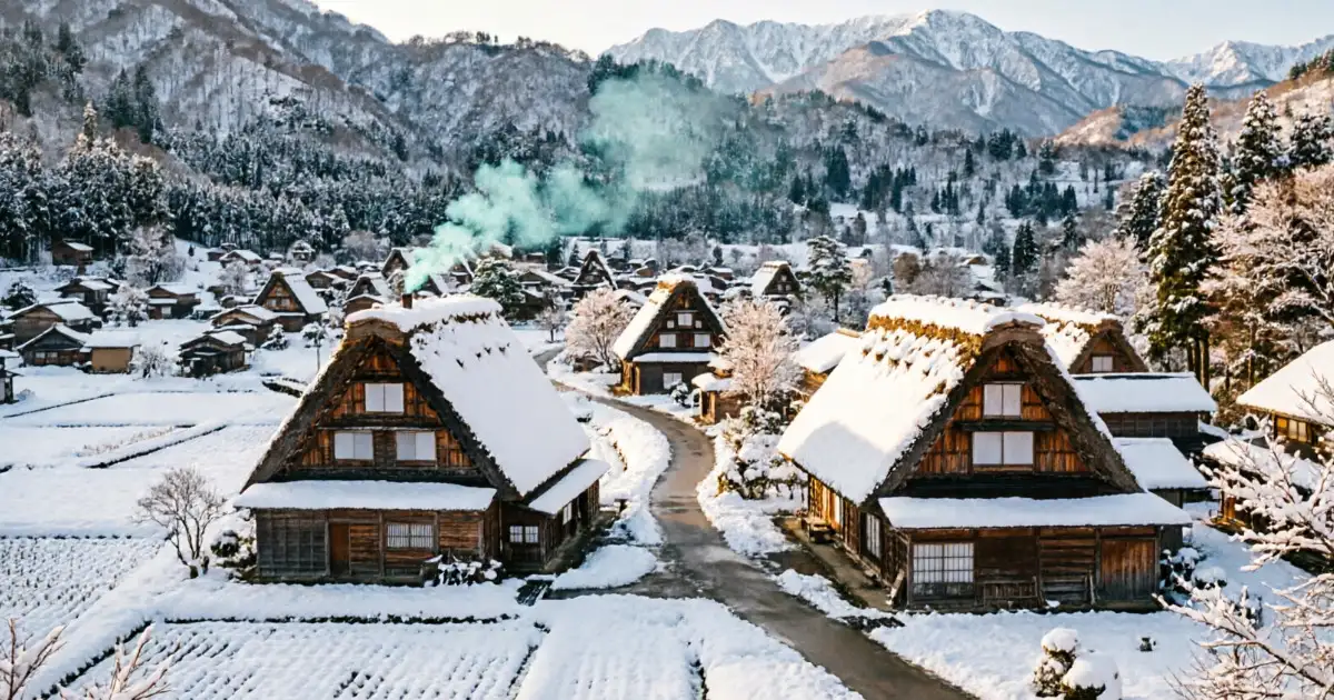 Casas tradicionales gassho-zukuri del pueblo de Shirakawa-go